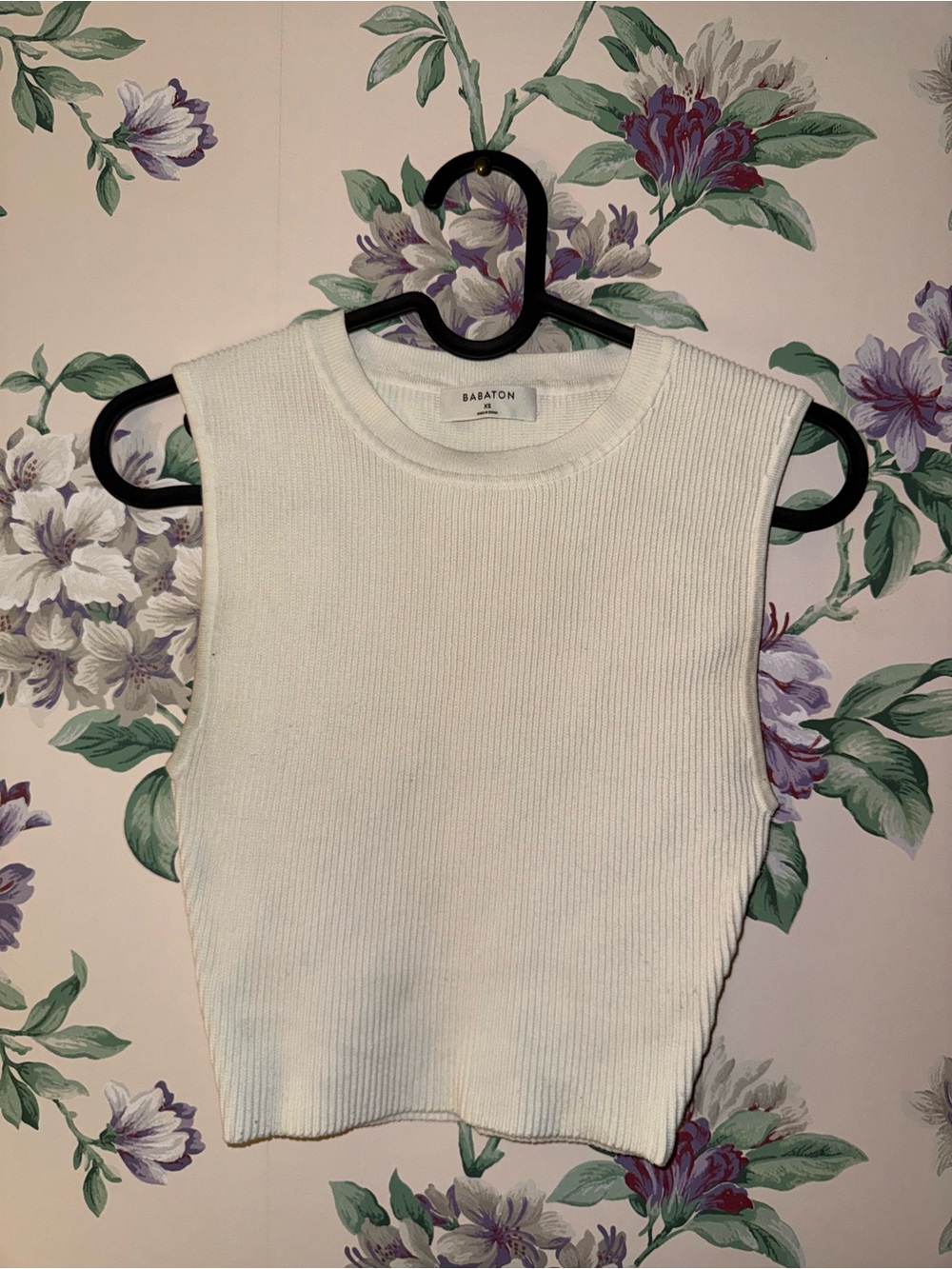 Babaton Cream Ribbed Sleeveless Knit Tank